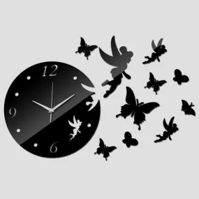 3D DIY Acrylic Mirror Butterfly Fairy Clock