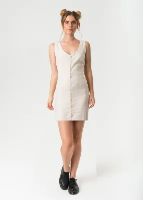 Afends Melodie Hemp Button Down Mini Dress Ivory