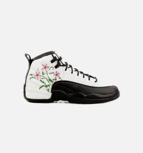 Air Jordan 12 Retro Floral Grade School Lifestyle Shoe - Black/White