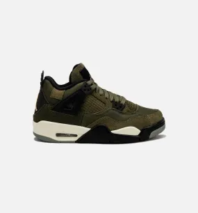 Air Jordan 4 Retro Craft Olive Grade School Lifestyle Shoe - Medium Olive/Black