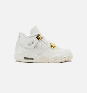 Air Jordan 4 Retro White and Gold Womens Lifestyle Shoe - Sail/Metallic Gold/Black Limit One Per Customer