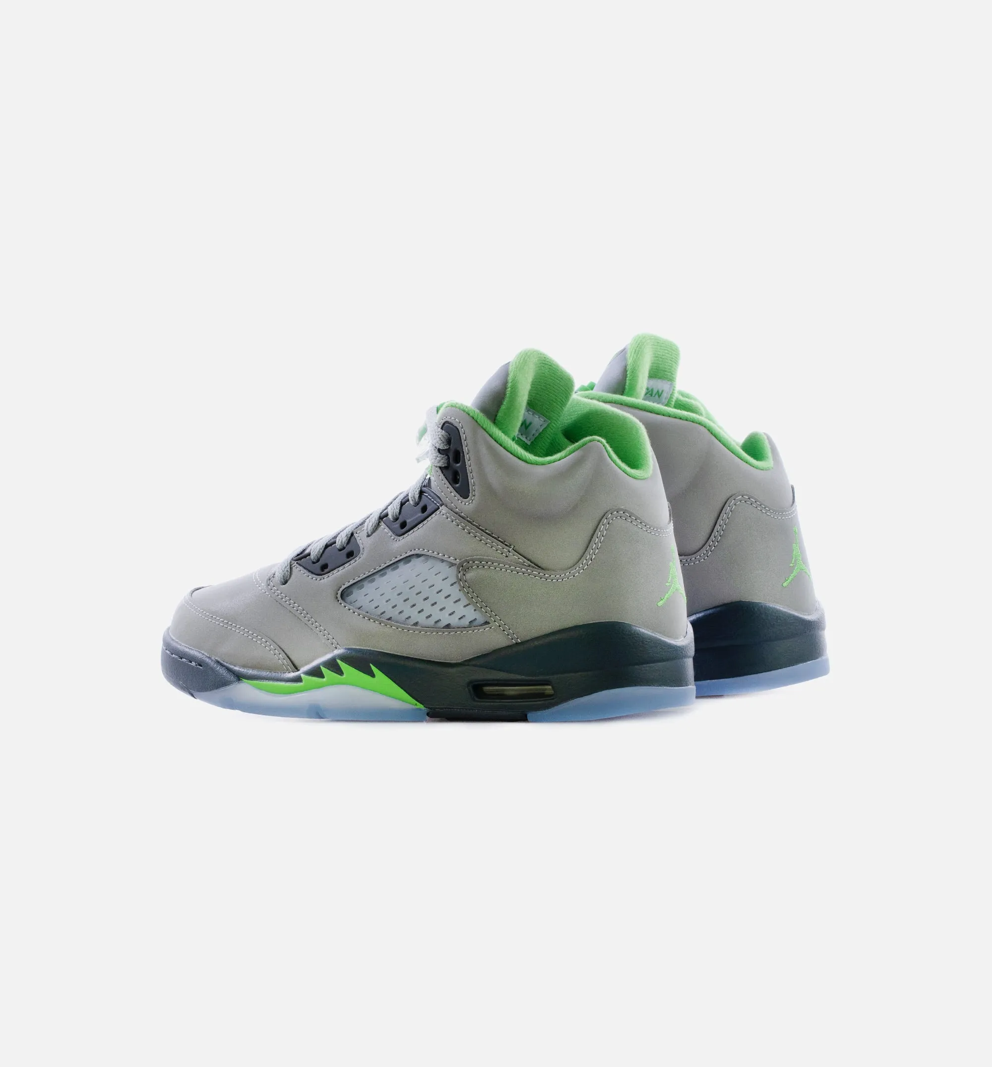 Air Jordan 5 Retro Green Bean Grade School Lifestyle Shoe - Silver/Green Free Shipping