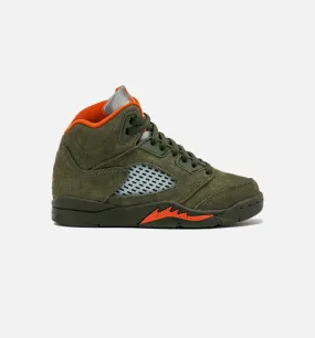 Air Jordan 5 Retro Preschool Lifestyle Shoe - Army Olive/Solar Orange