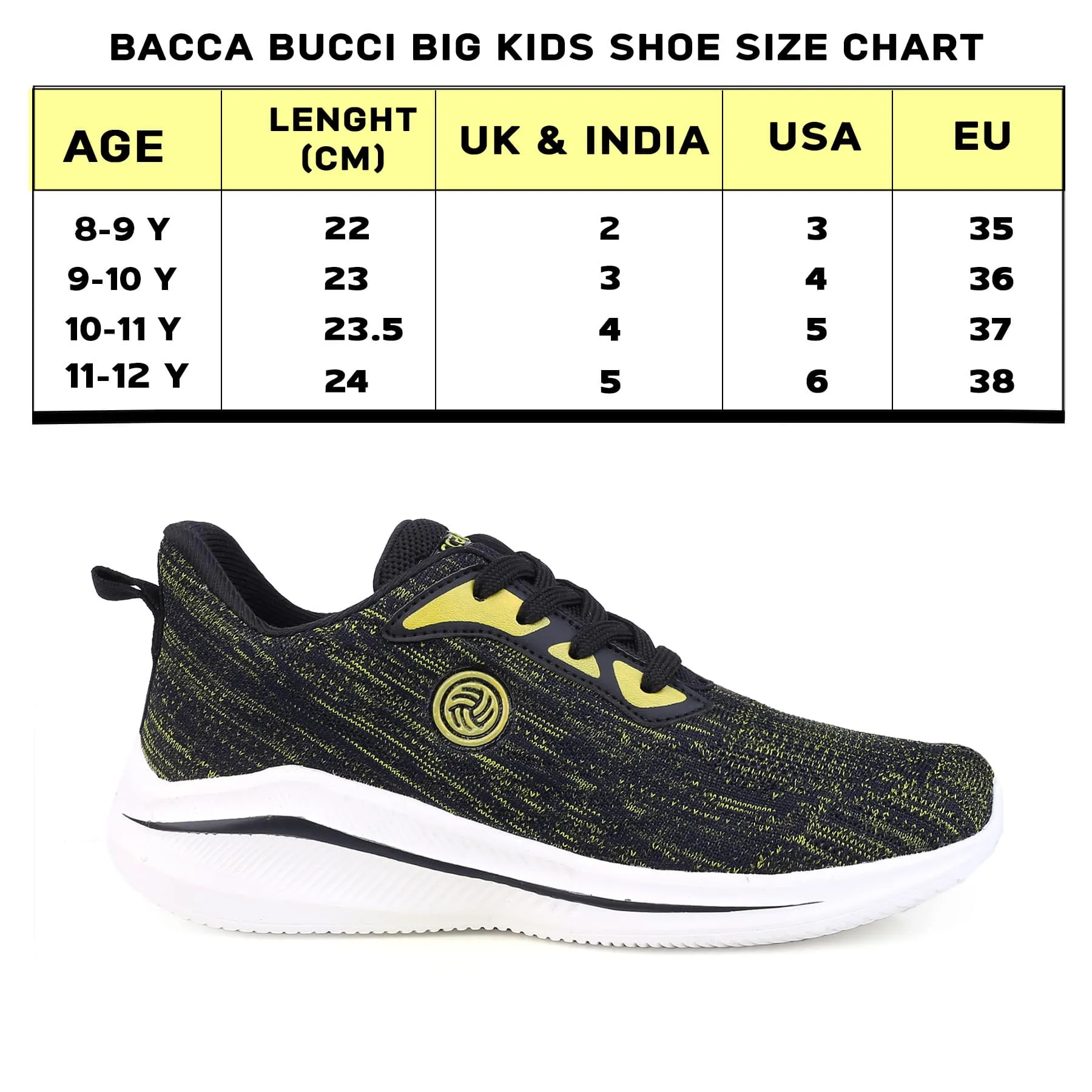 Bacca Bucci Boys or Girls Essential Knit Running Sports Shoe (Age: 8 year to 12 years)