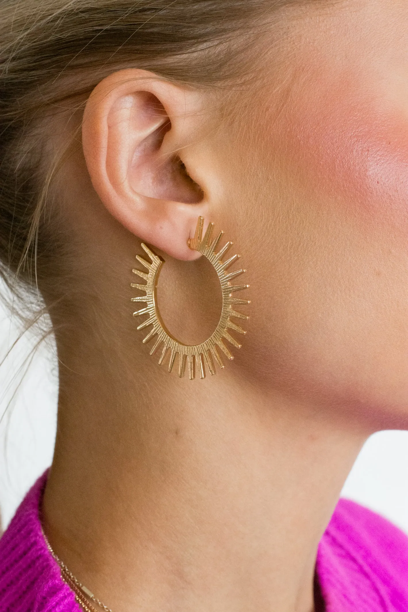 Be Hopeful Gold Spike Hoop Earring