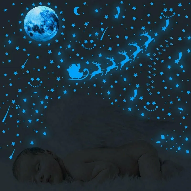 Blue Moon Stars Luminous 3D Wall Stickers