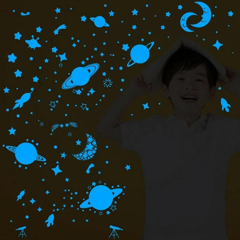 Blue Moon Stars Luminous 3D Wall Stickers