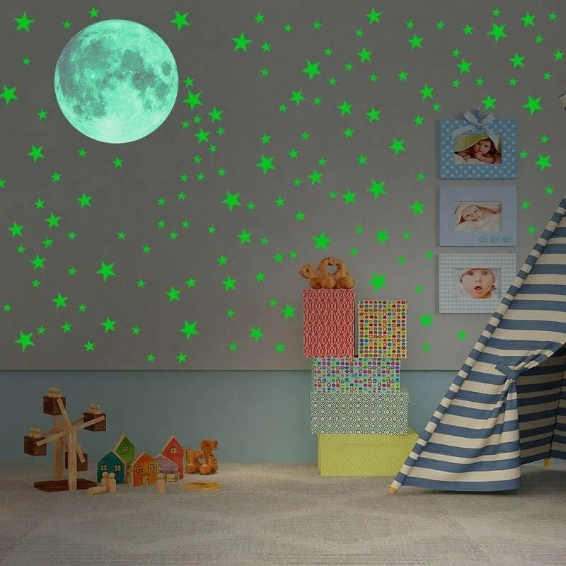 Blue Moon Stars Luminous 3D Wall Stickers