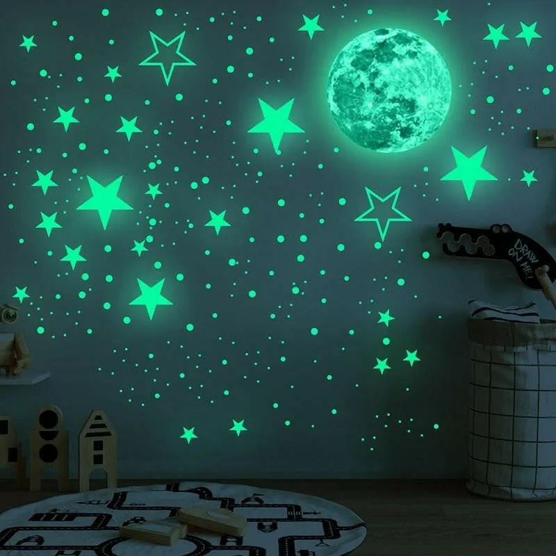 Blue Moon Stars Luminous 3D Wall Stickers