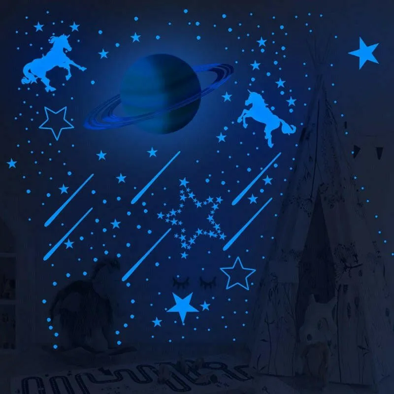 Blue Moon Stars Luminous 3D Wall Stickers