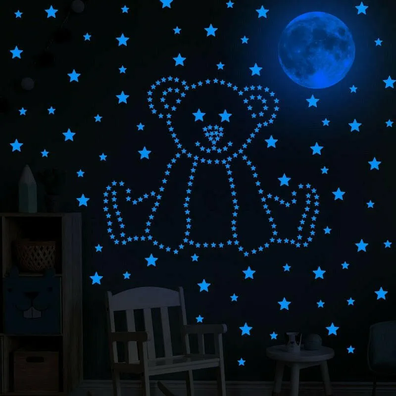 Blue Moon Stars Luminous 3D Wall Stickers