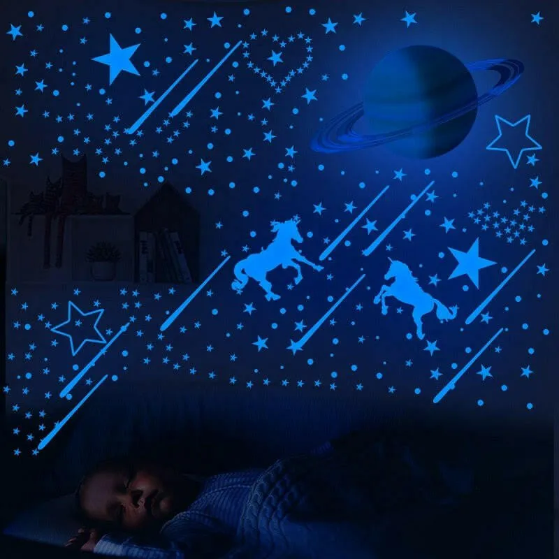 Blue Moon Stars Luminous 3D Wall Stickers