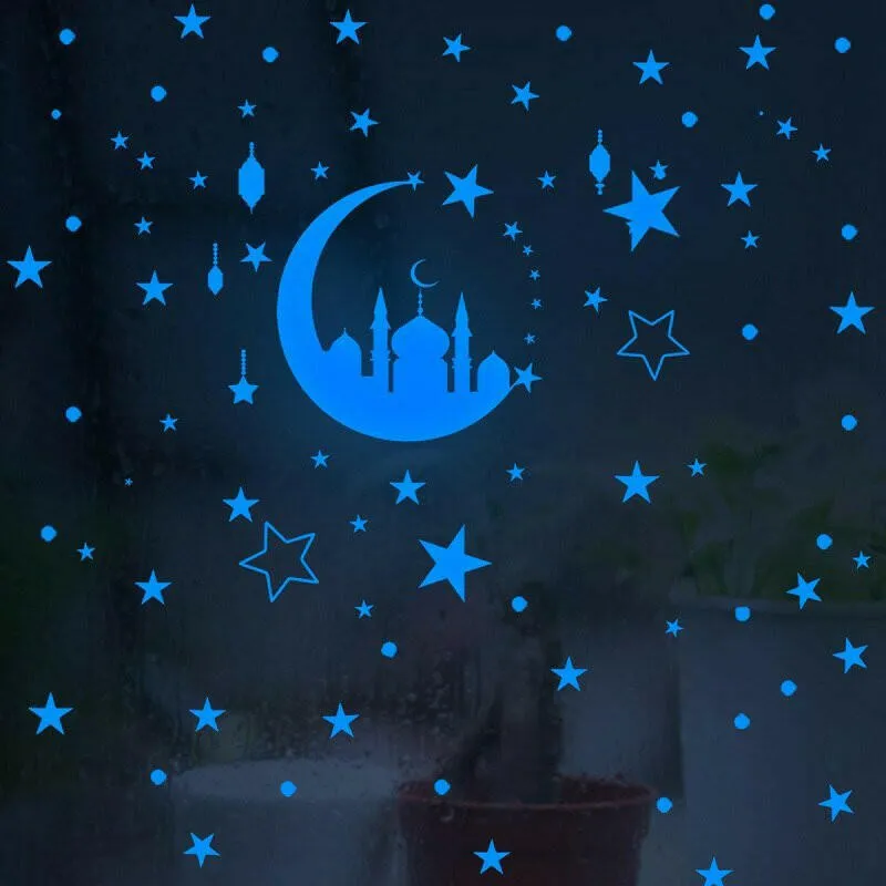 Blue Moon Stars Luminous 3D Wall Stickers