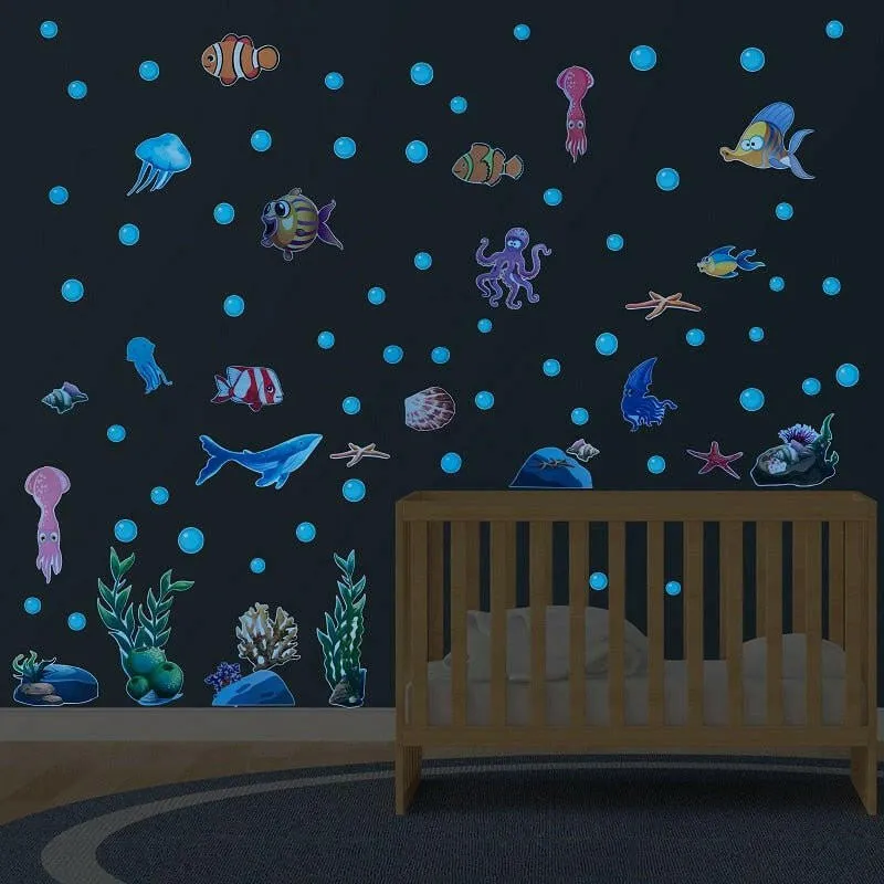 Blue Moon Stars Luminous 3D Wall Stickers