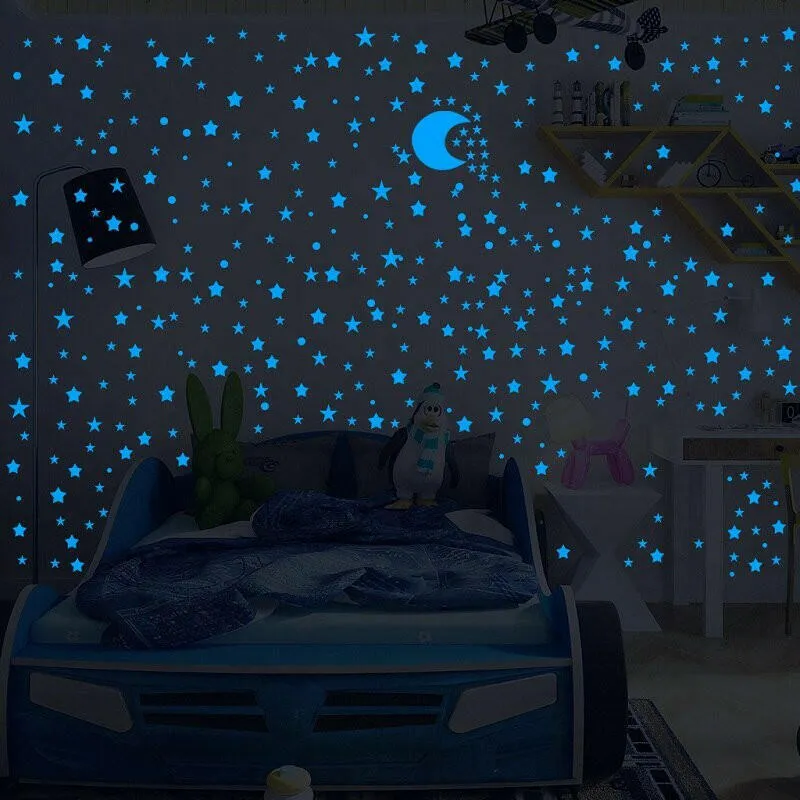 Blue Moon Stars Luminous 3D Wall Stickers