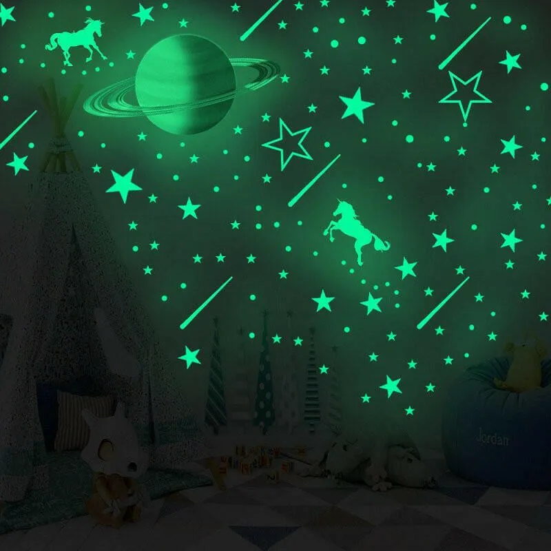 Blue Moon Stars Luminous 3D Wall Stickers