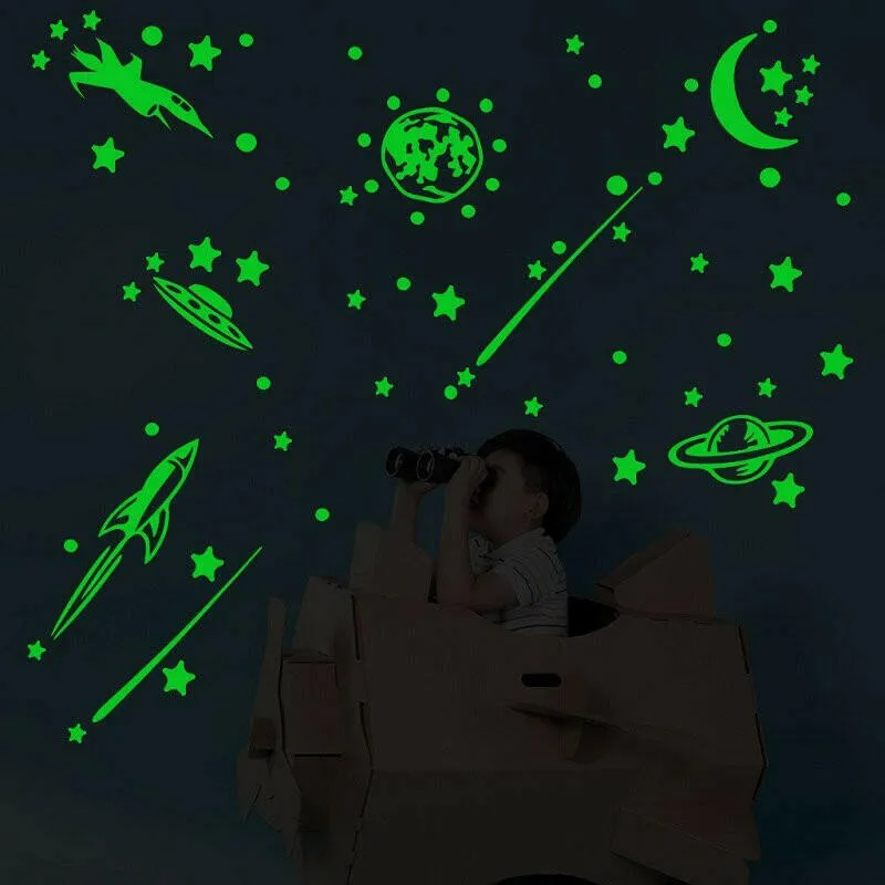 Blue Moon Stars Luminous 3D Wall Stickers