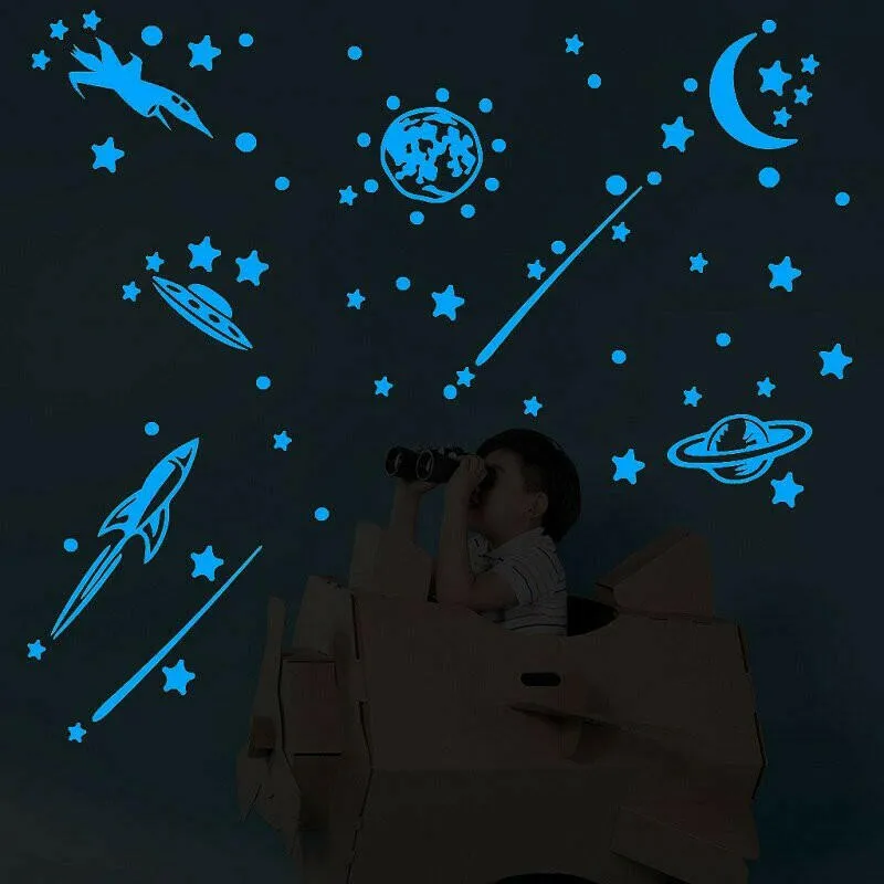 Blue Moon Stars Luminous 3D Wall Stickers