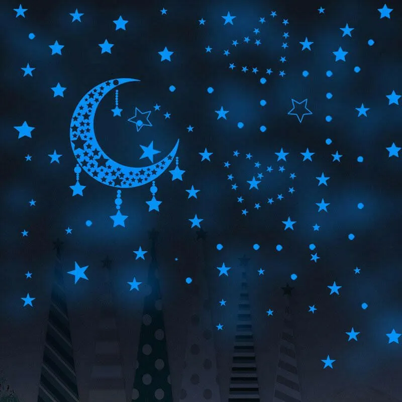 Blue Moon Stars Luminous 3D Wall Stickers