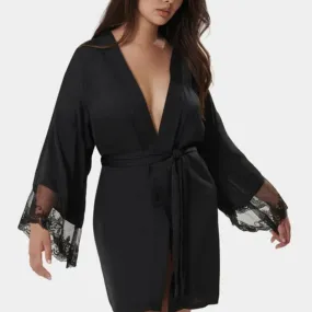 Bluebella Marseille Luxury Satin Kimono Black 41902