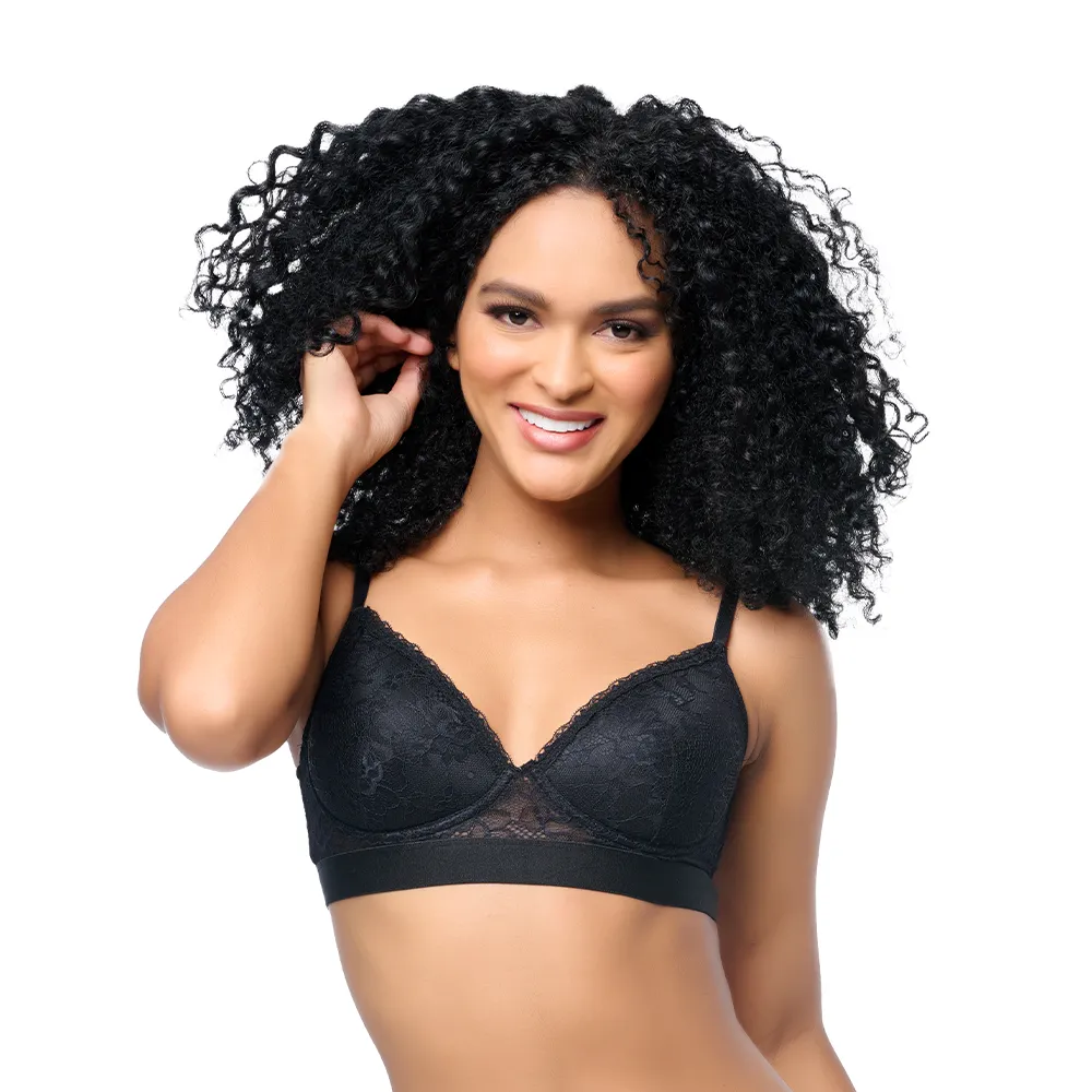 Brasier coordinable con varilla y detalles de encaje  negro 24659 Lady Carnival