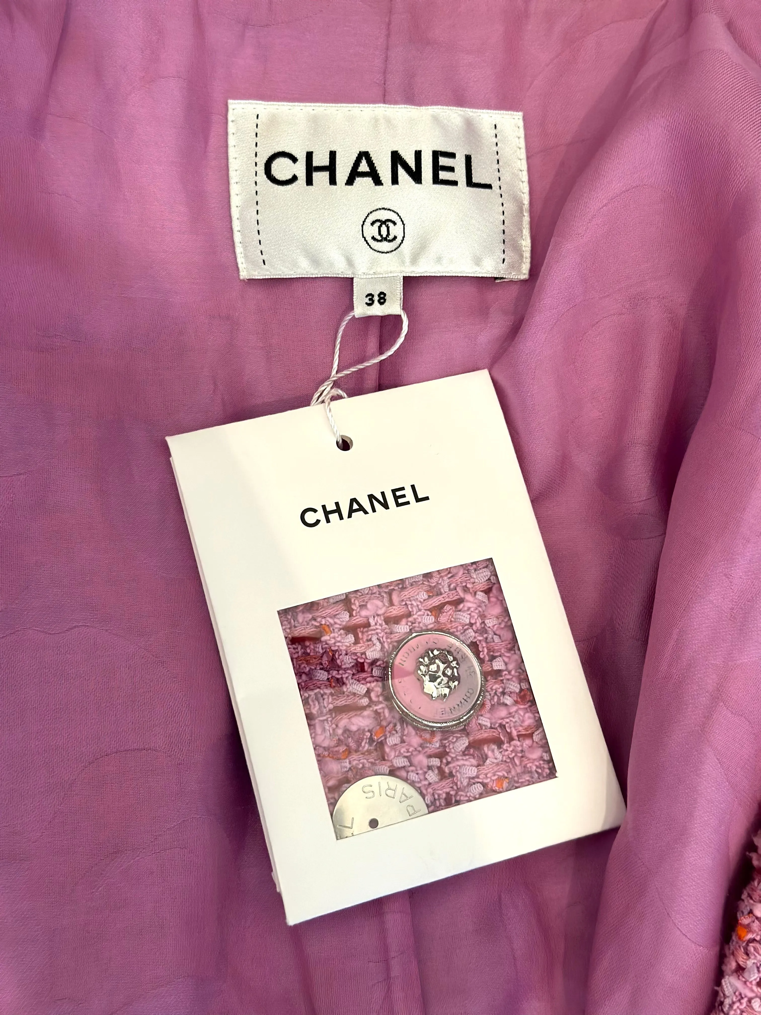 CHANEL - Oversize Coat tweed pink size 38 FR