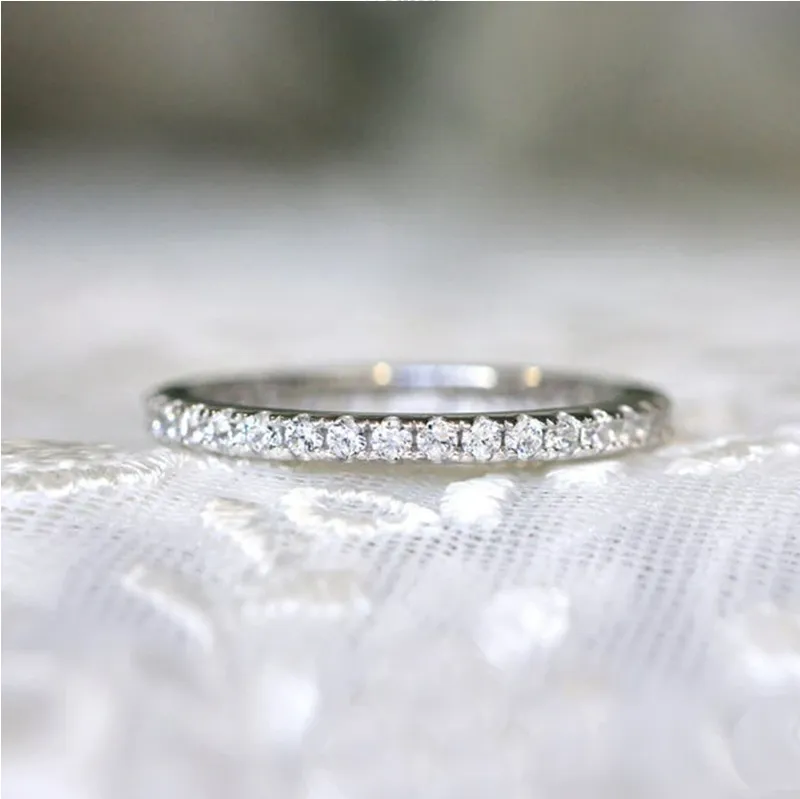 Classic Eternity Thin Sterling Silver Wedding Band