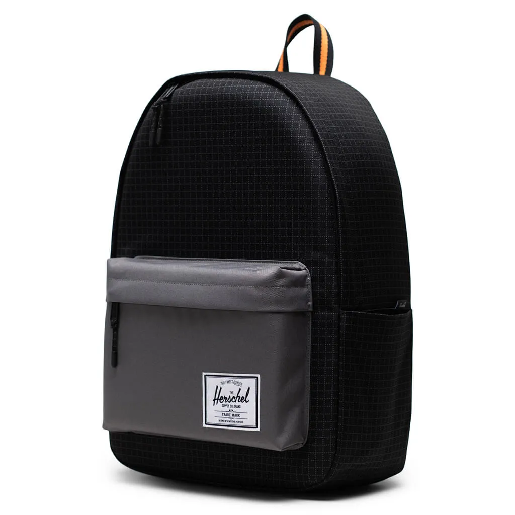 Classic XL Backpack - Black Grid/Gargoyle/Sun Orange