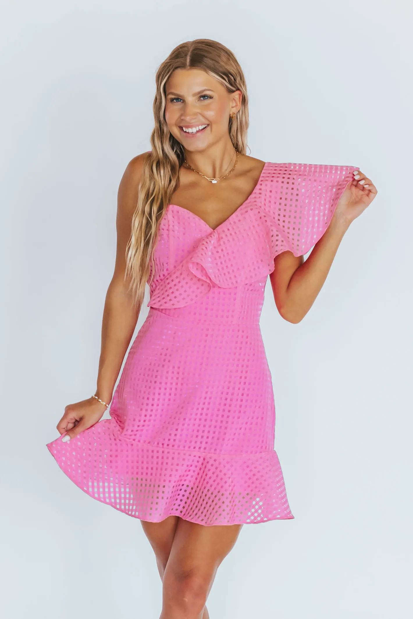 Completely In Love Pink Gingham Dress