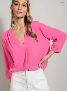 Feeling Flirty Hot Pink Blouse Top