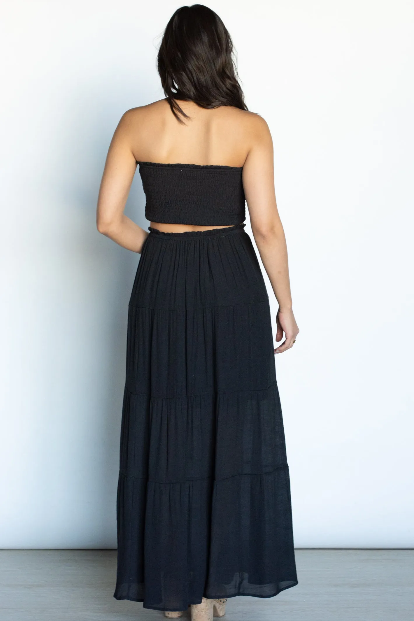 Flirty Ways Black Tube Top and Skirt Set