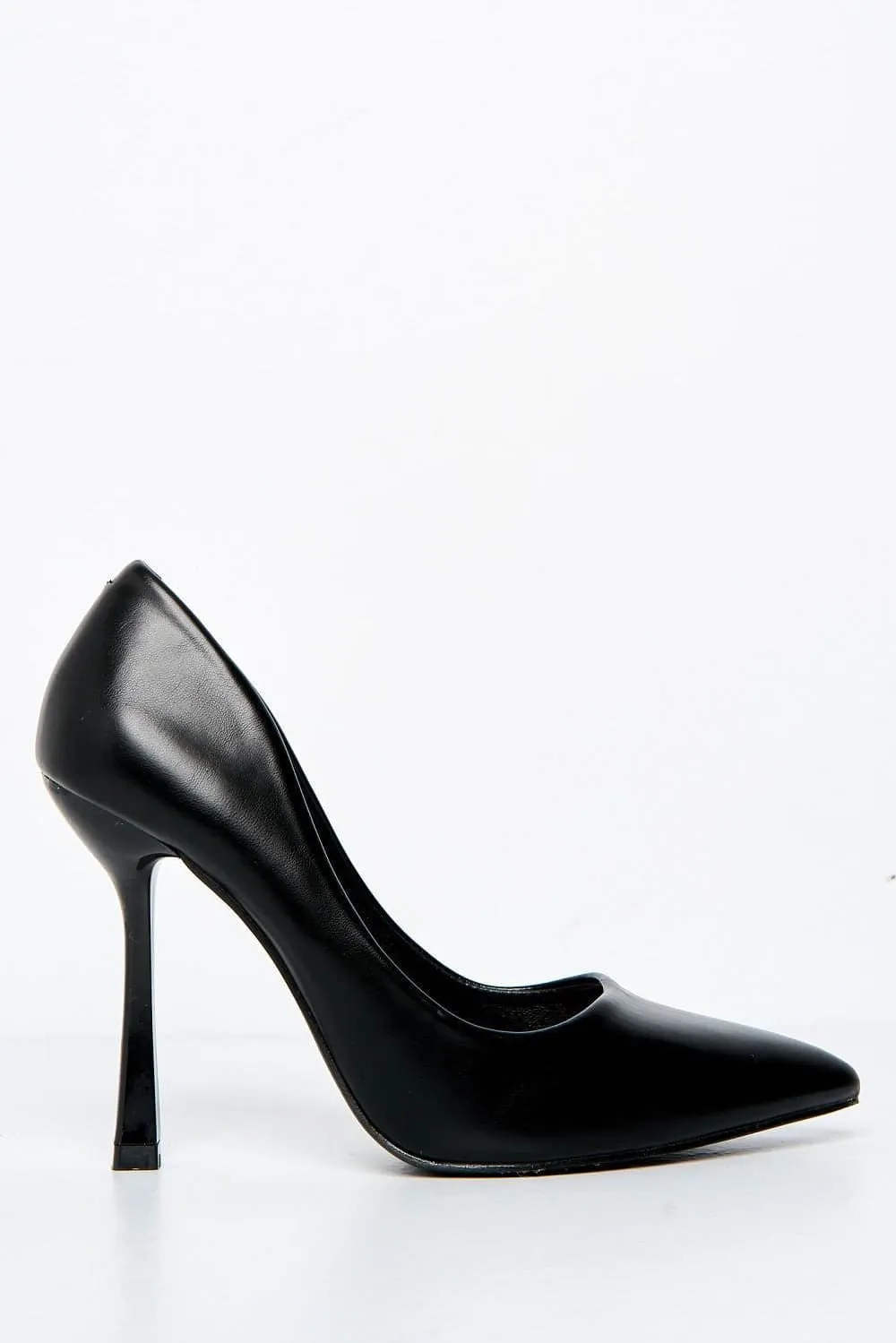 Gina Spool Heel Court Shoes in Black Matt