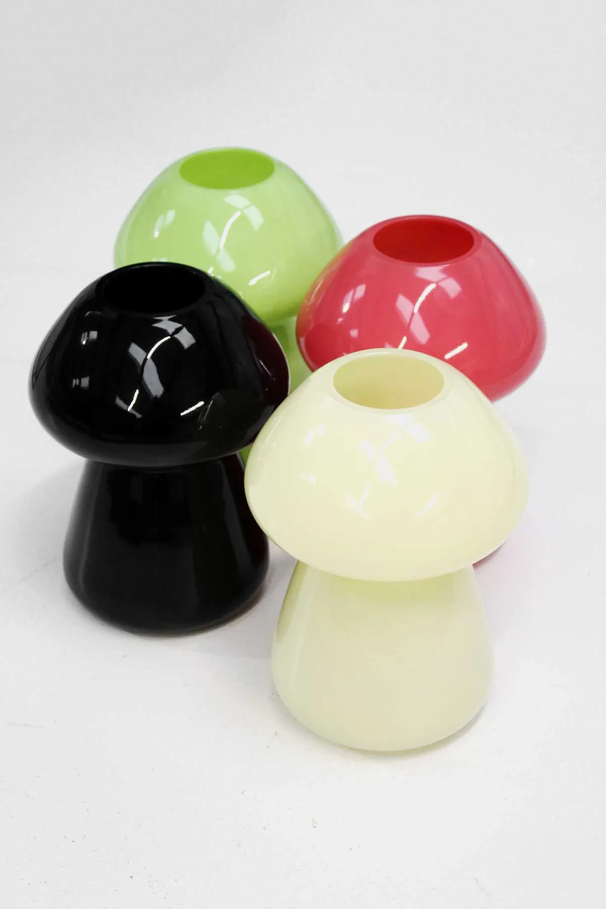 Glass Mushroom Vase in Chartreuse