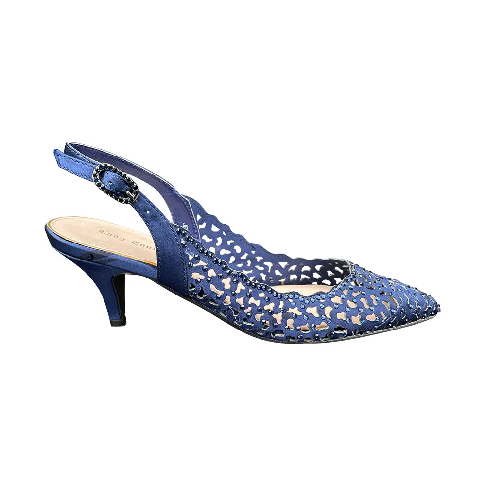 Jewel Navy Crystal Sling Back