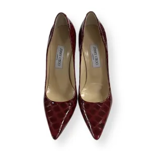 JIMMY CHOO Burgundy Red 'Croc' Effect Pumps | Size 39.5