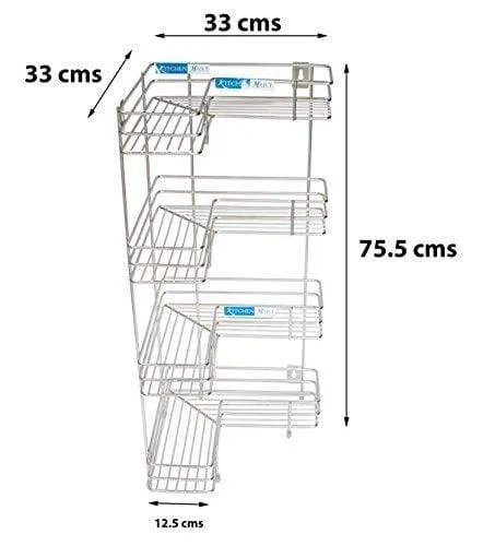 Kitchen Mart Stainless Steel L-Shaped rack 4 tier