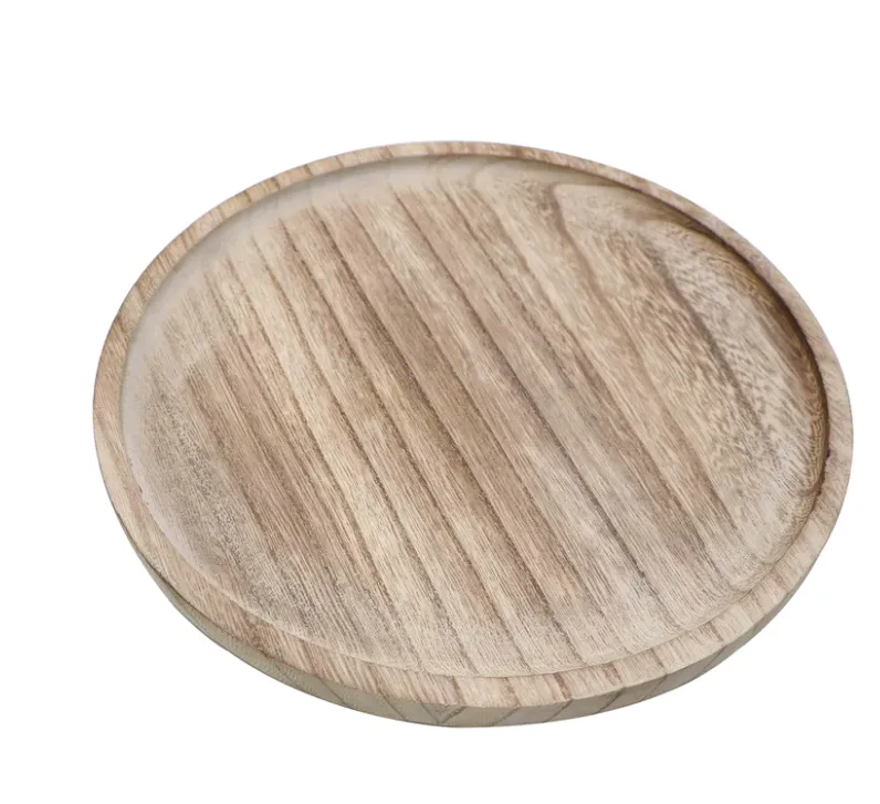 Large Round Rustic Wood Tray