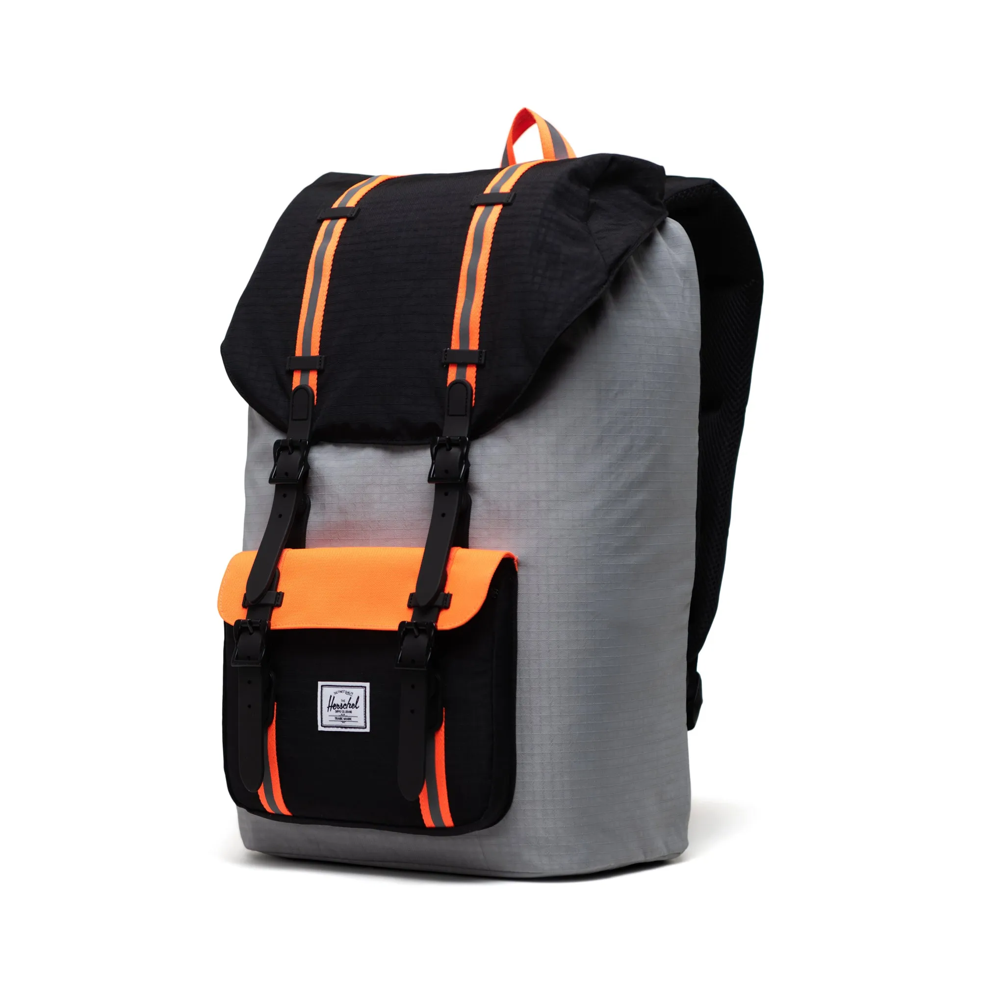 Mochila Herschel Little America Sharkskin Enzyme Ripstop/Black Enzyme Ripstop/Shocking Orange - Reflective