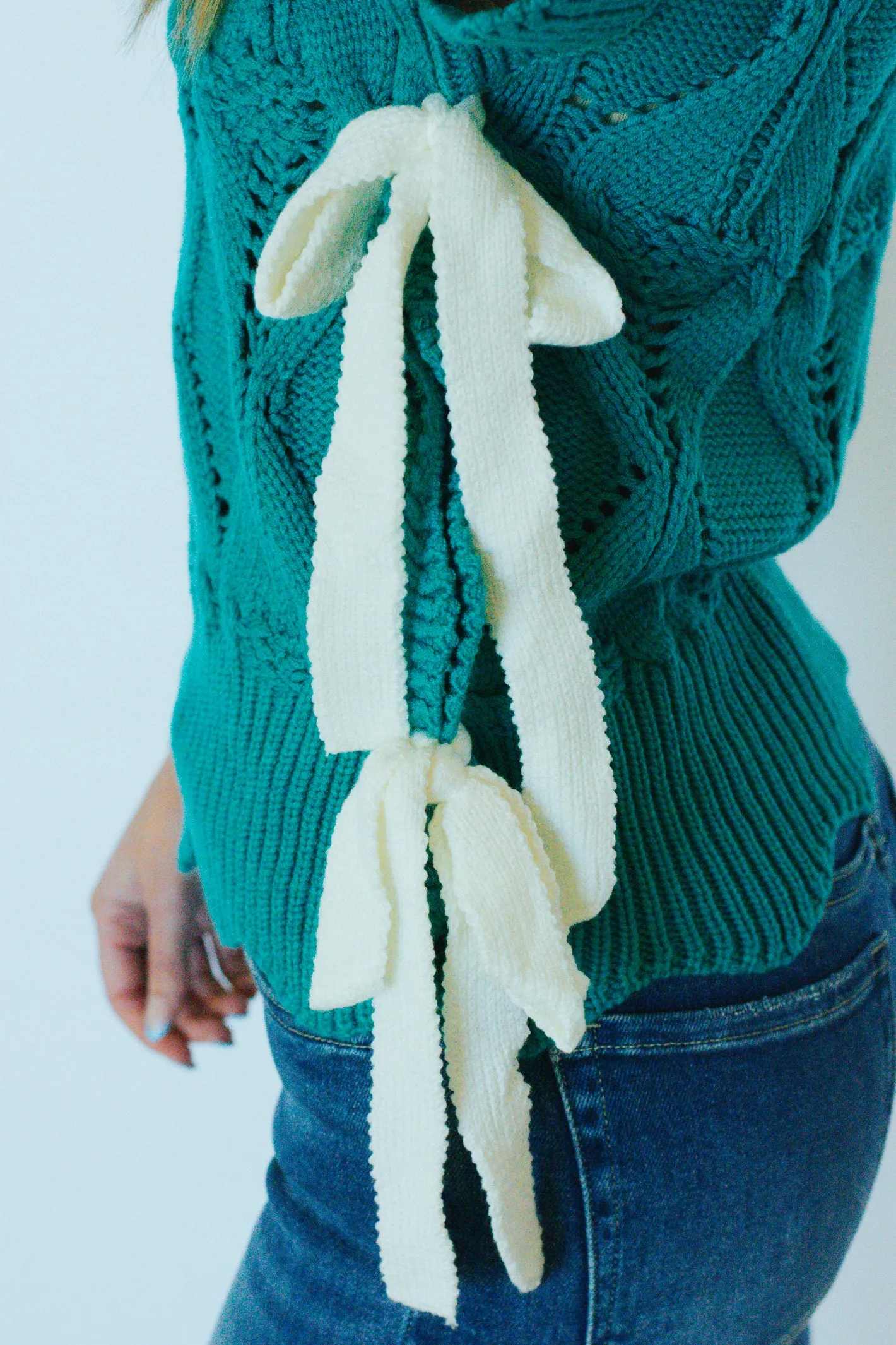 Modern Sweetness Green Cable Knit Short Sleeve Sweater