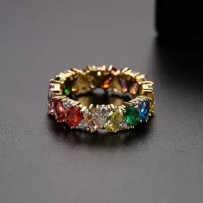 Multi Color Rainbow Color Eternity Ring in Sterling Silver