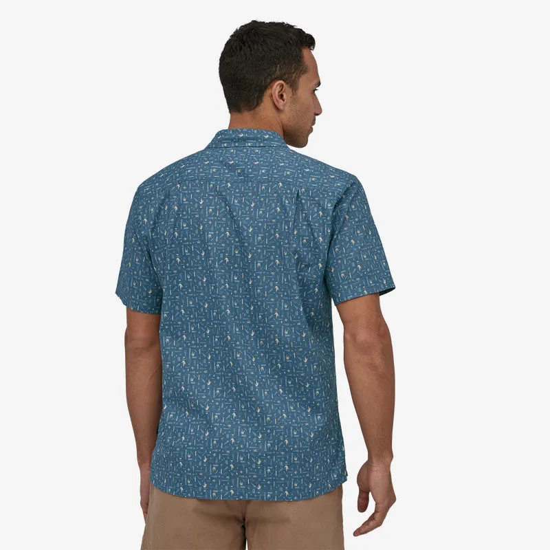 Patagonia Men's Back Step Shirt - Swamp Stamp Multi: Pigeon Blue