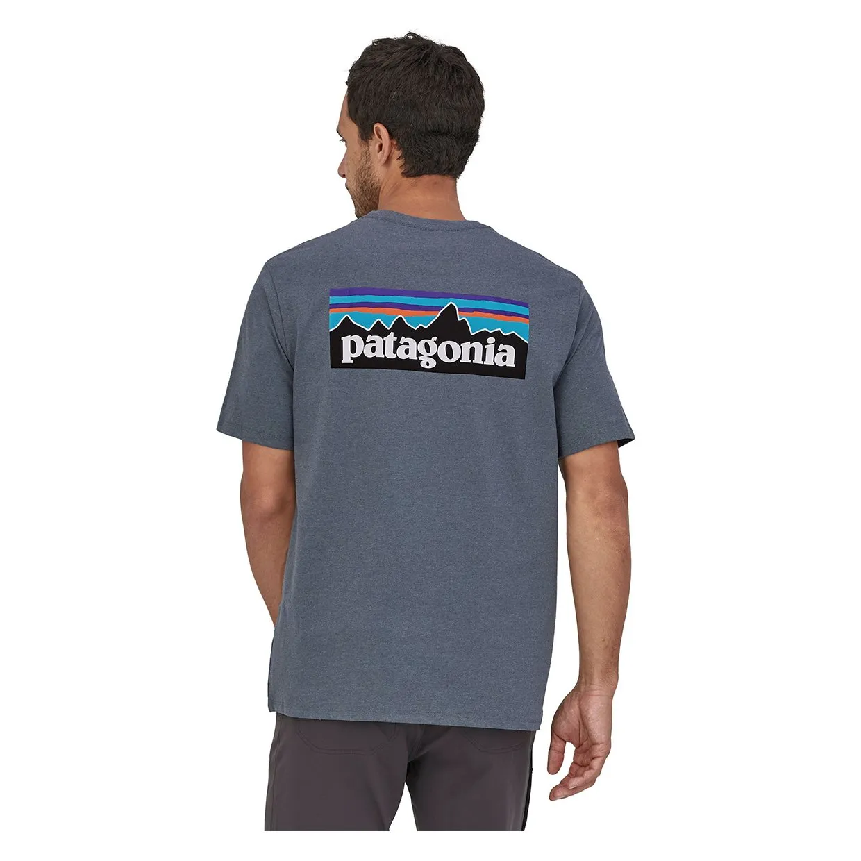 T-shirt Patagonia P-6 Logo Responsibili-Tee Grigio Antracite