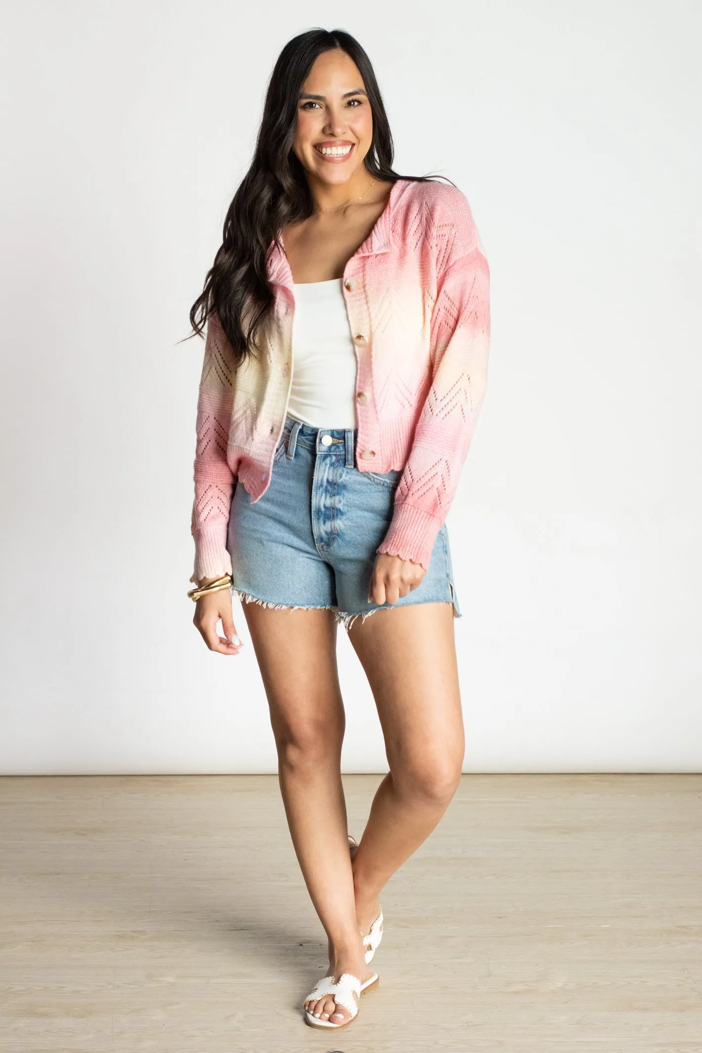 Taking a Risk Pink Knit Cardigan Top