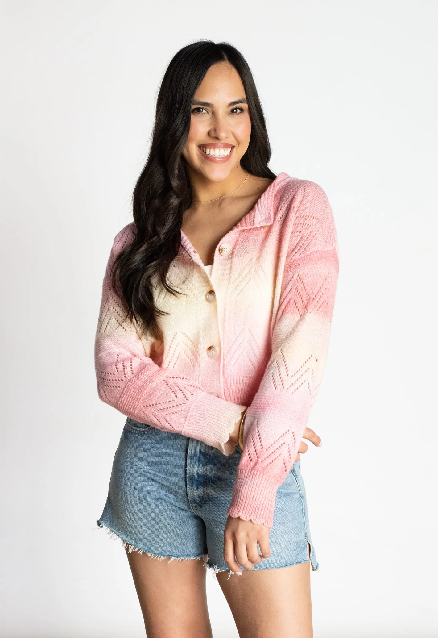 Taking a Risk Pink Knit Cardigan Top