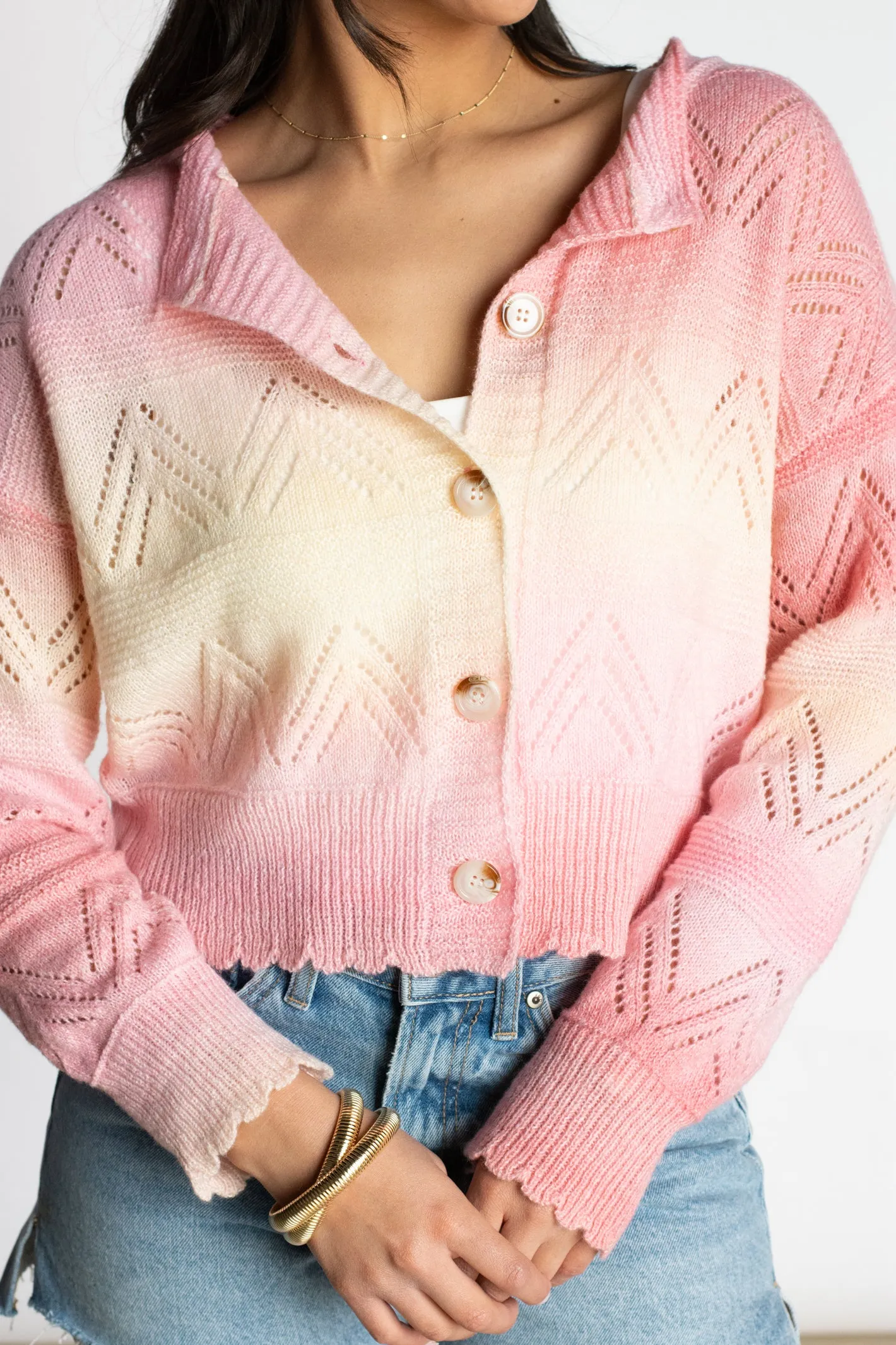 Taking a Risk Pink Knit Cardigan Top