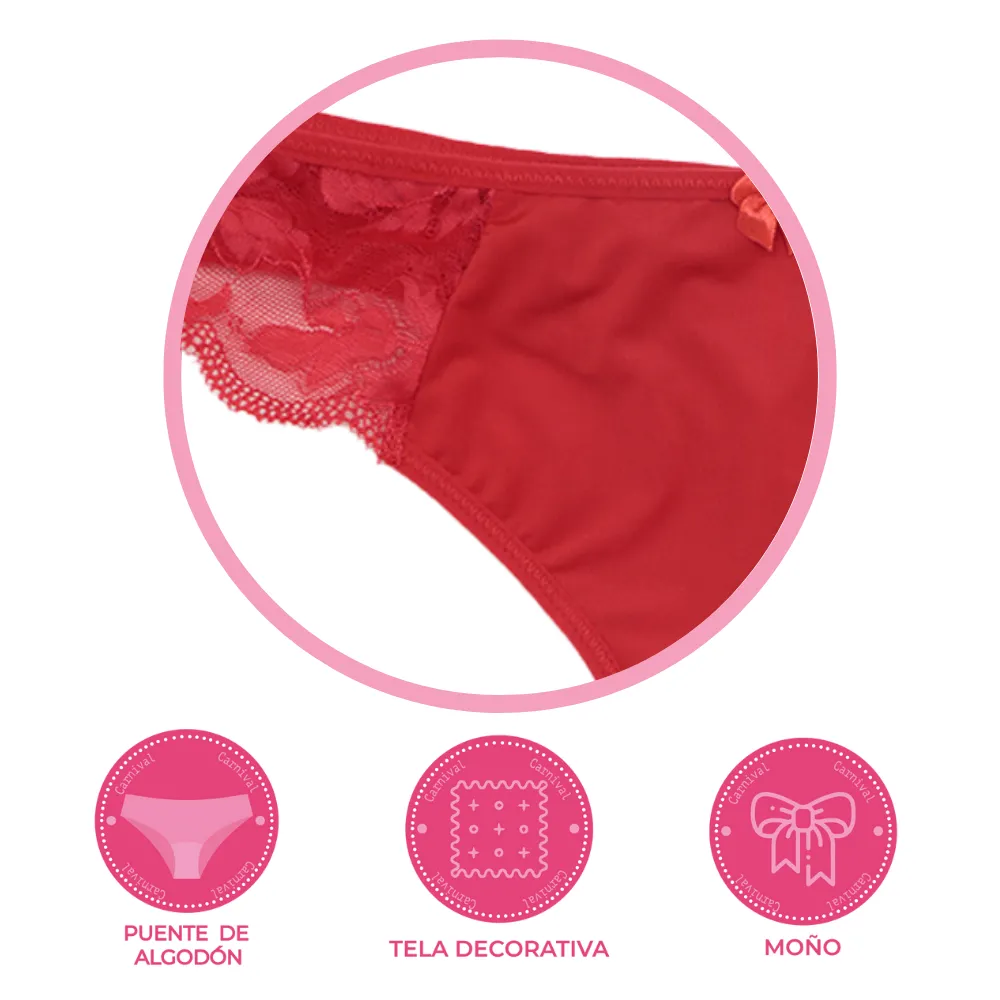 Tanga coordinable con encaje rojo 74511 Carnival