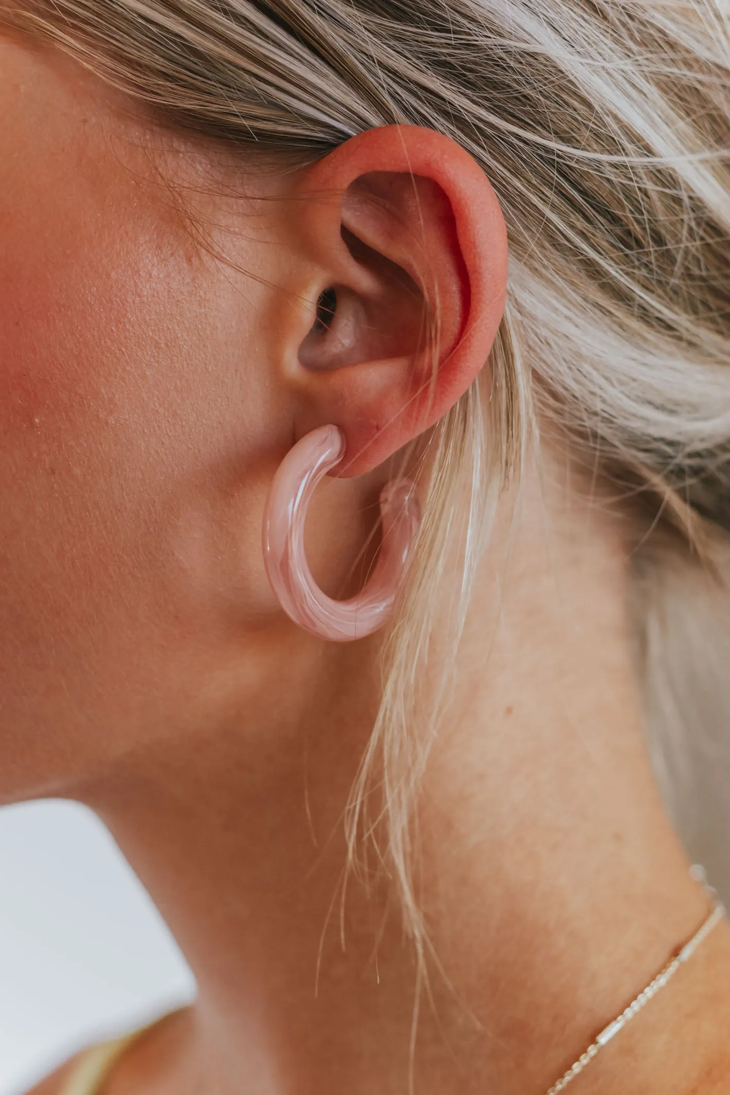 Too Cute to Say Soft Pink Hoop Earring