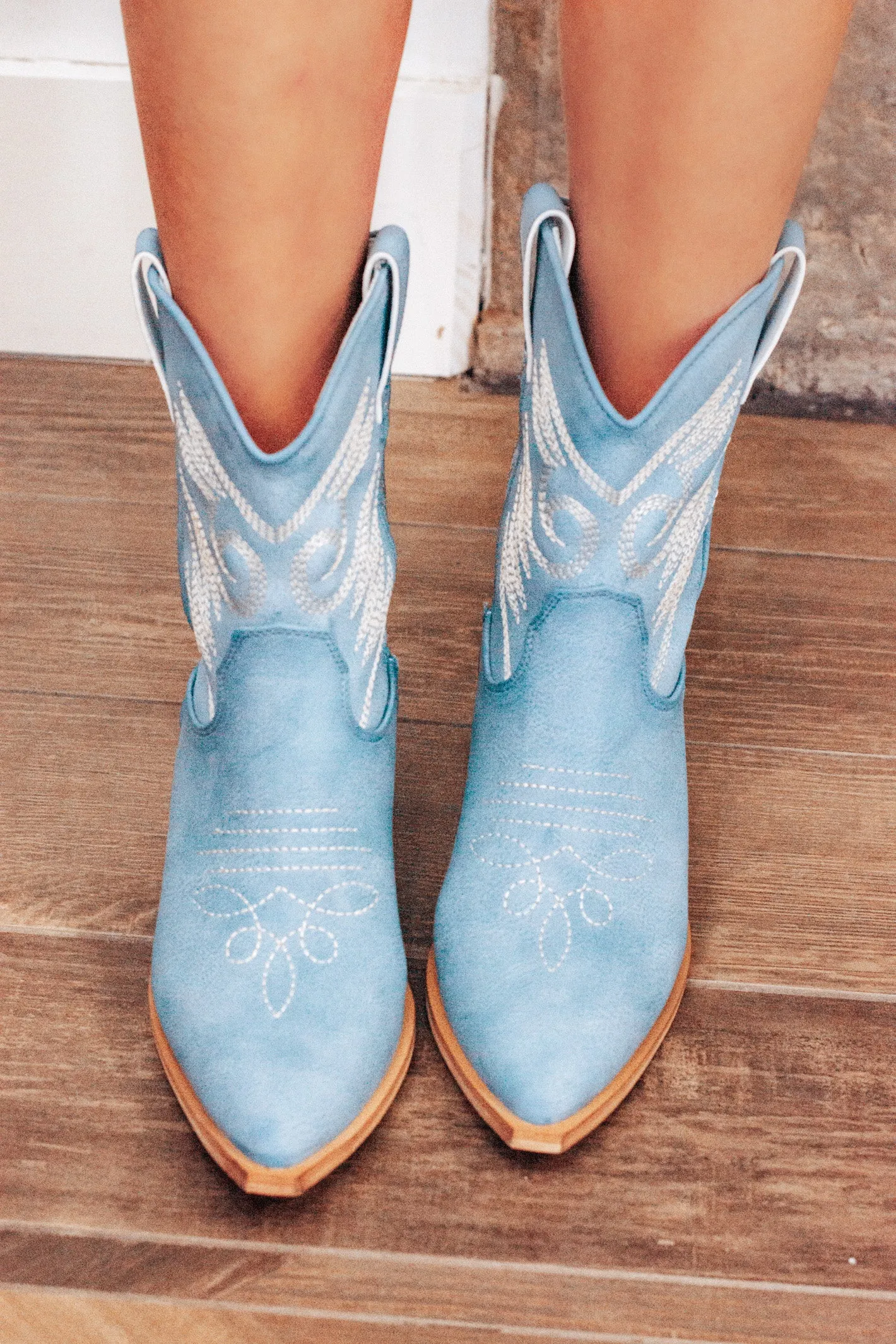 Zahara Sky Blue Short Cowgirl Boot